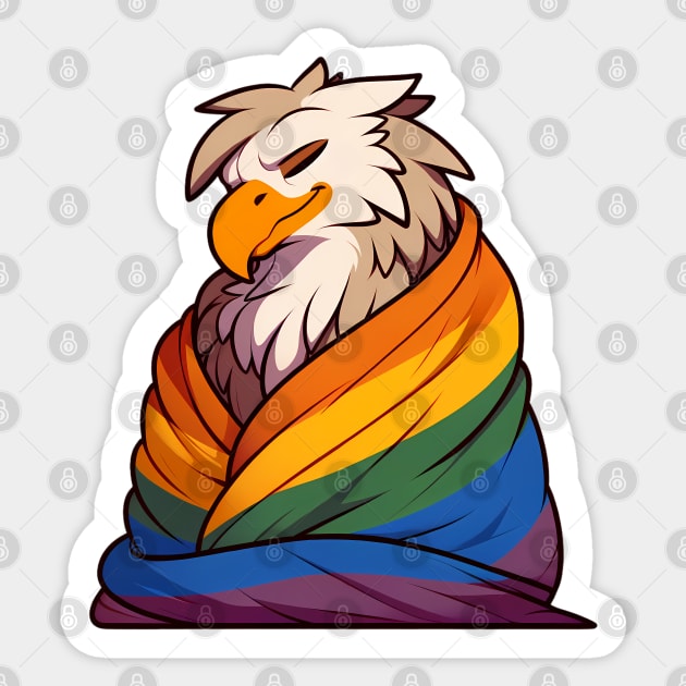 Comfy Womfy Furry Pride Griffin LGBTQ Rainbow Sticker by Blue Bull Bazaar